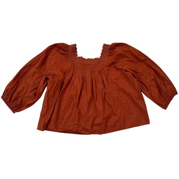 Gap Women’s Peasant Bohemian Top Country Cottage Core Brown XXL Puff Sleeves - Picture 5 of 7